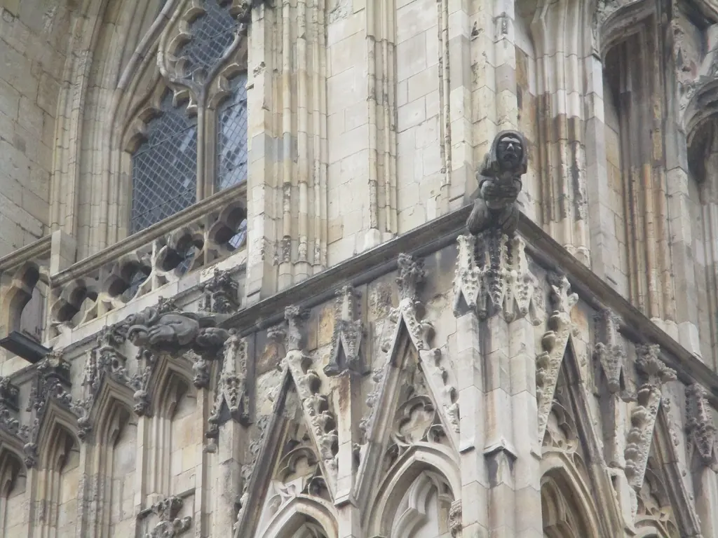 York Minster rising above the old city walls of York, England.